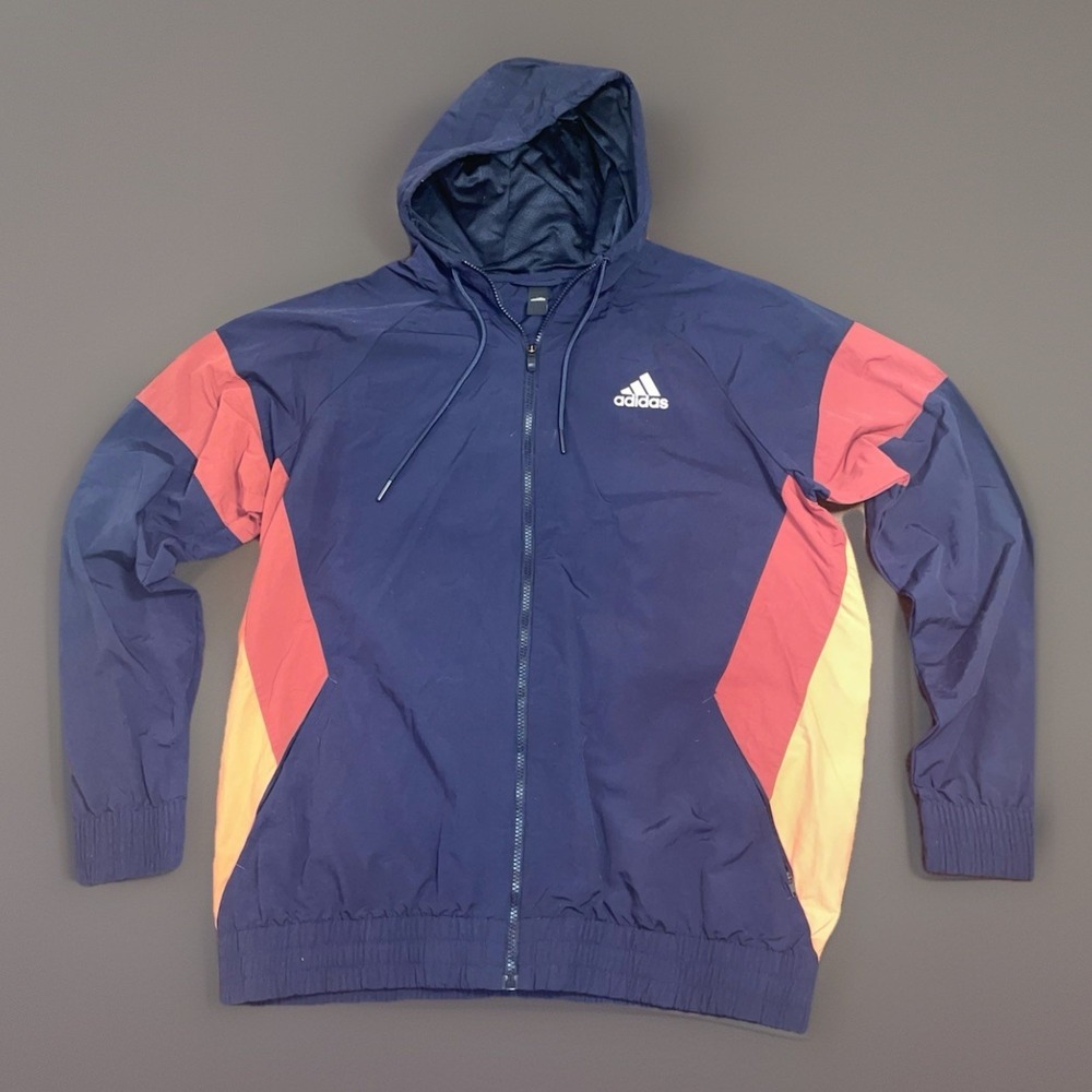 Adidas Men's Multi-Sport Full-Zip Hooded Windbreaker Jacket Large Navy NWT